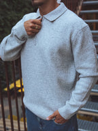 Grey Polo Zipper Longsleeve
