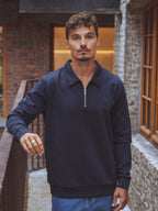 Navy Polo Zipper Longsleeve
