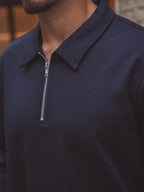 Navy Polo Zipper Longsleeve