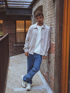 Beige Check Oversized Overshirt