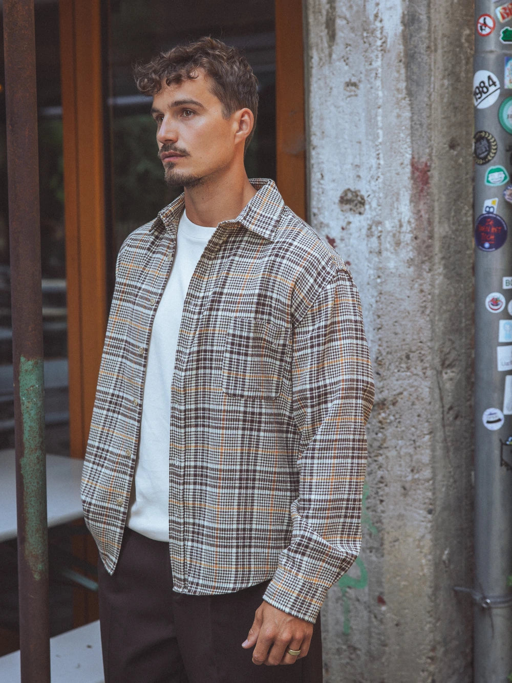 Light Brown Flannel Checked Shirt