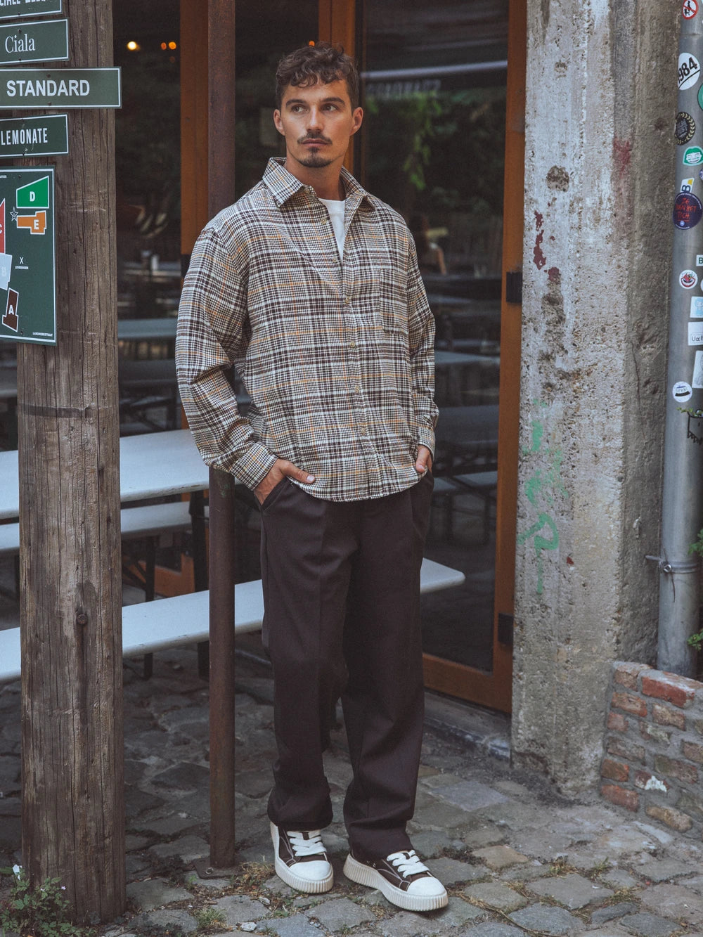Light Brown Flannel Checked Shirt