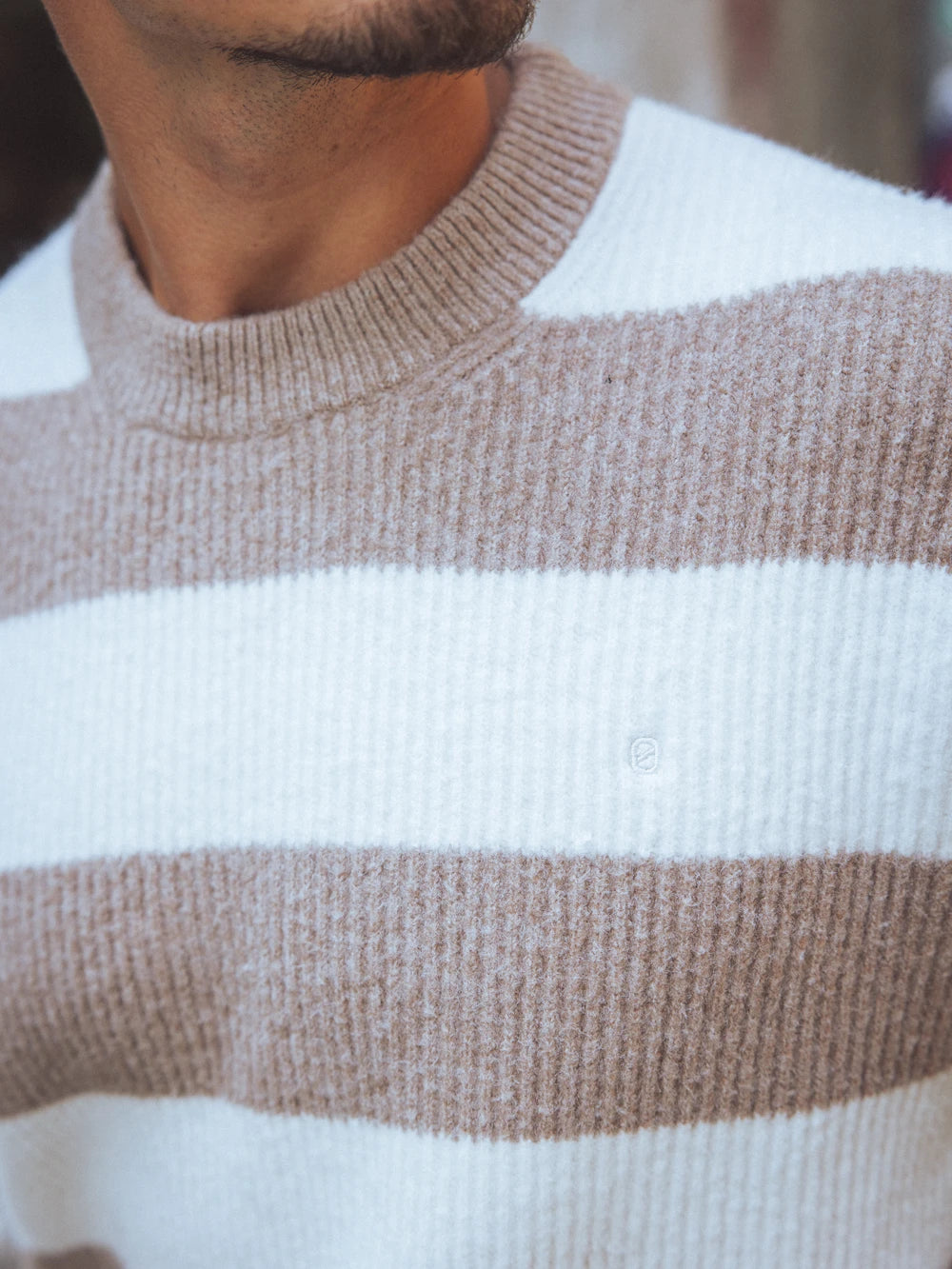 Grey Striped Knit Sweater