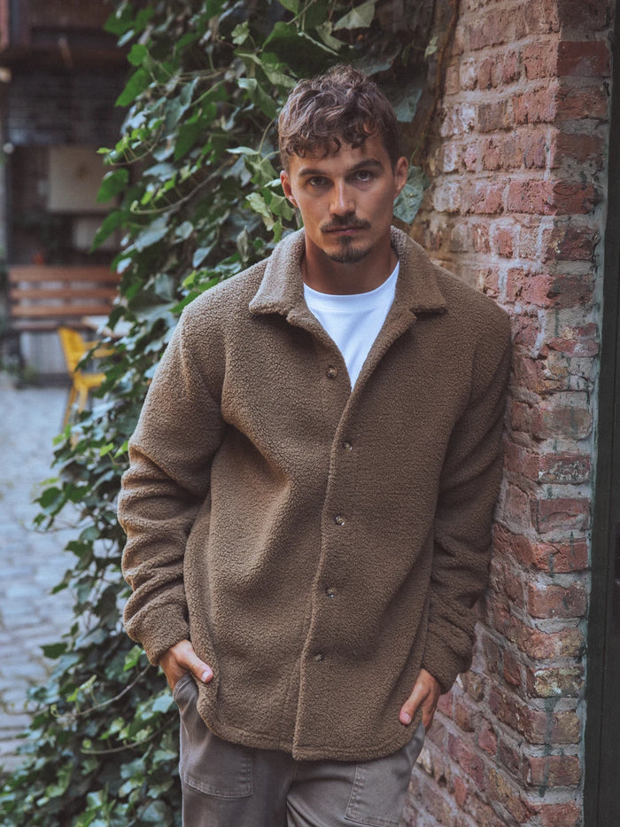 Dark Olive Teddy Overshirt