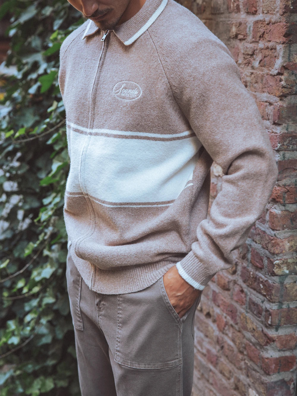 Brown Knitted Baseball Vest