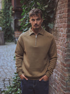 Brown Zipper Polo Sweater