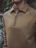 Brown Zipper Polo Sweater