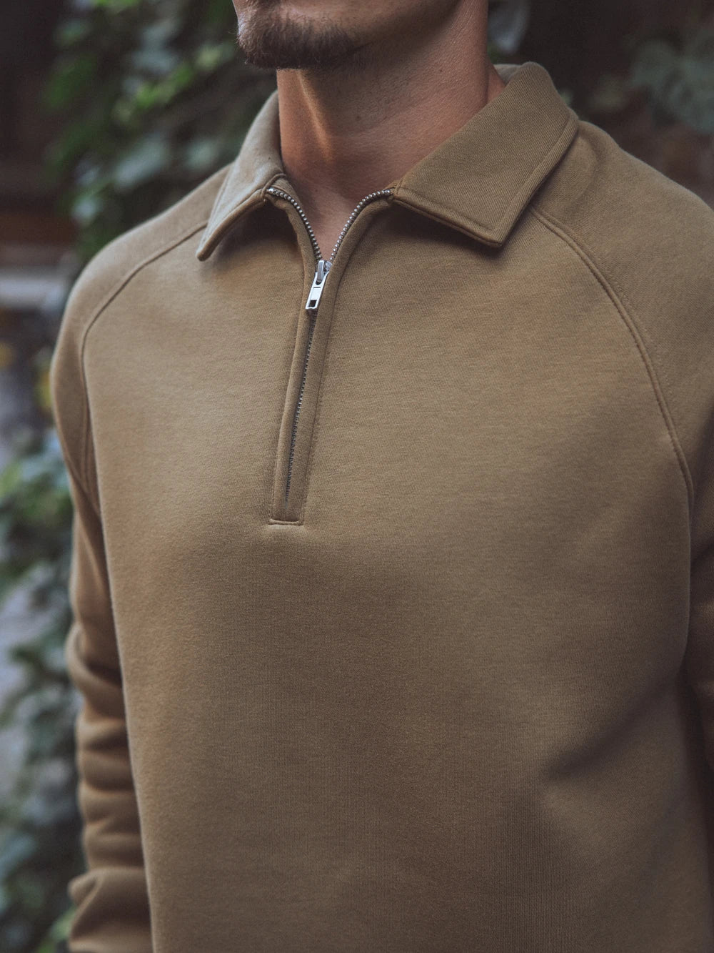 Brown Zipper Polo Sweater