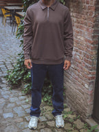 Brown Polo Zipper Longsleeve