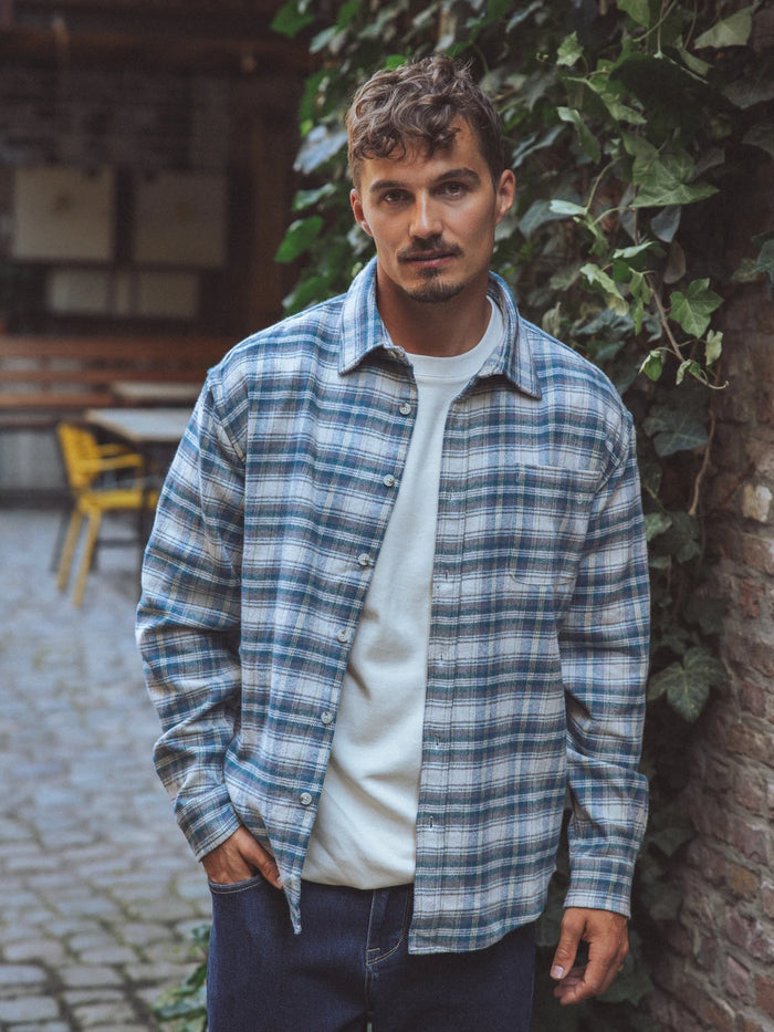Navy Flannel Checked Shirt