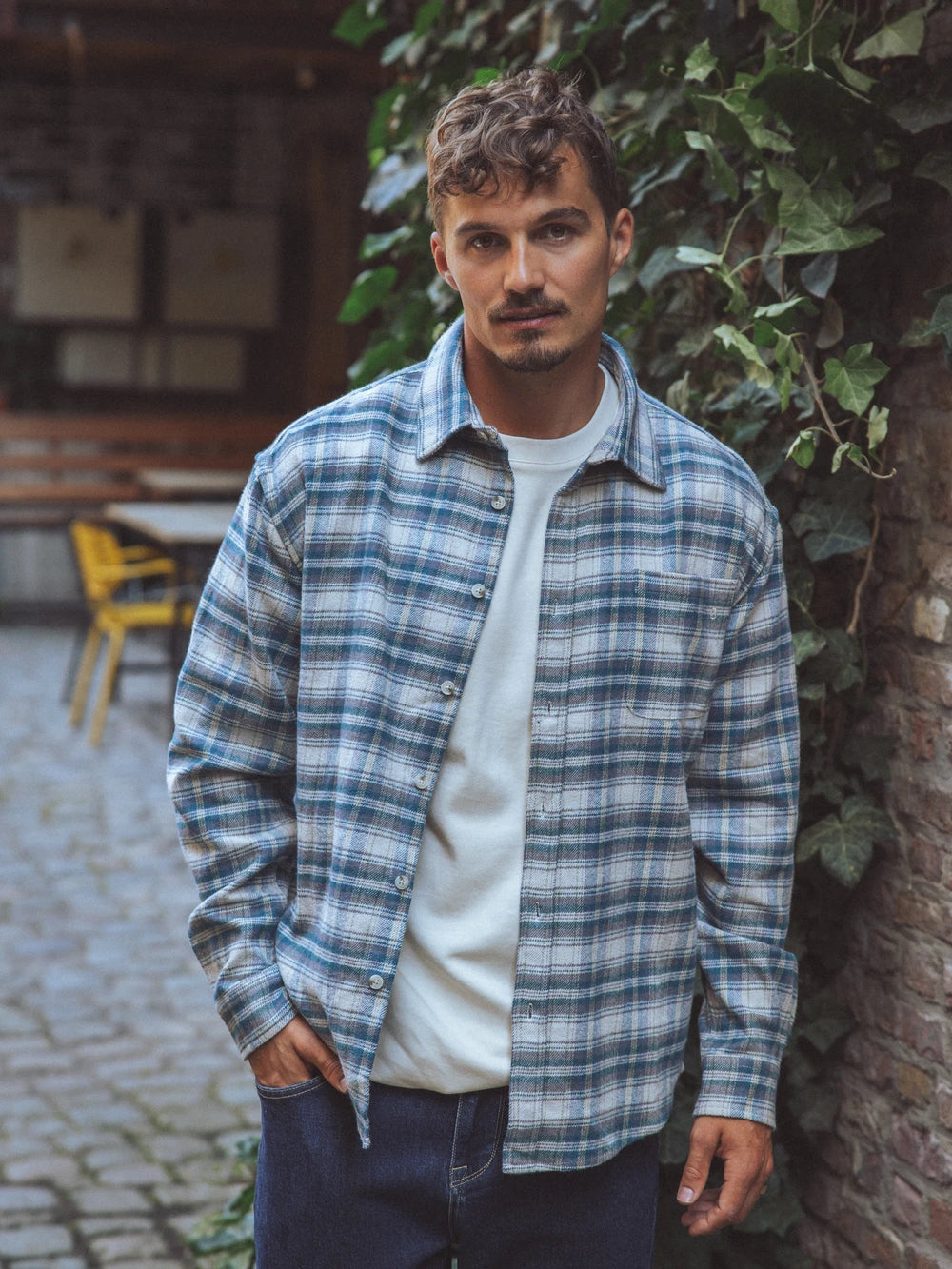 Navy Flannel Checked Shirt