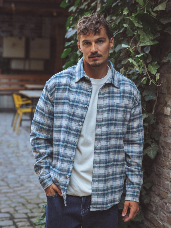 Navy Flannel Checked Shirt