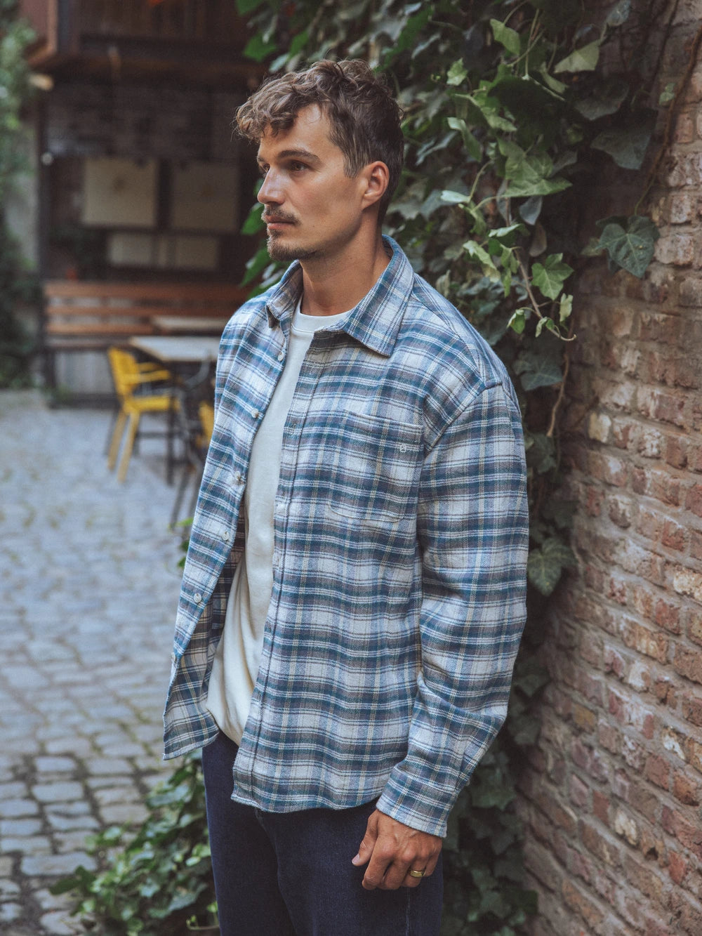 Navy Flannel Checked Shirt