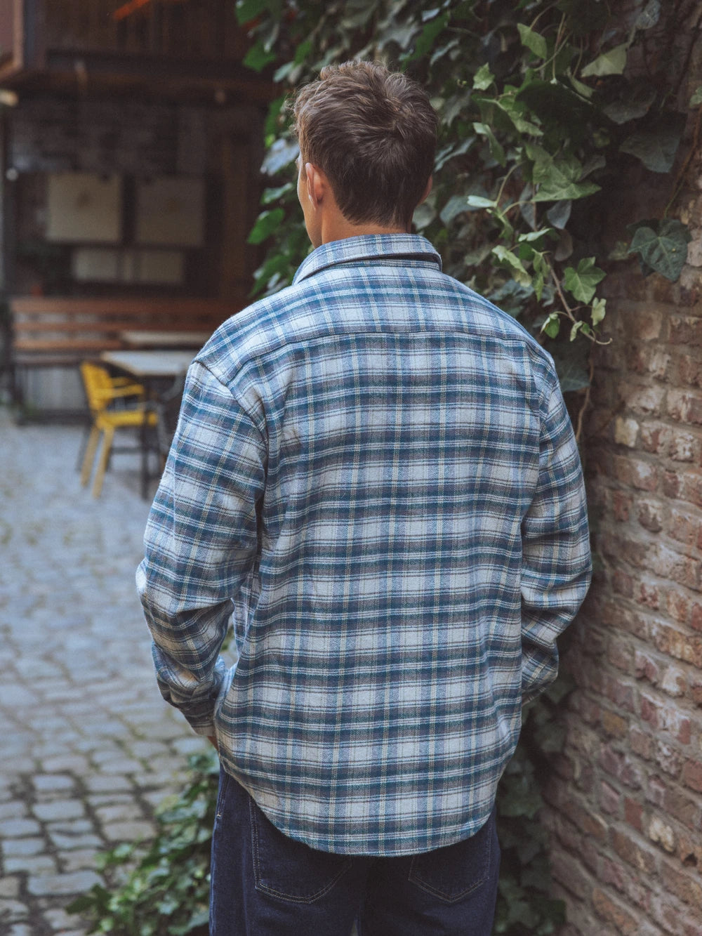 Navy Flannel Checked Shirt