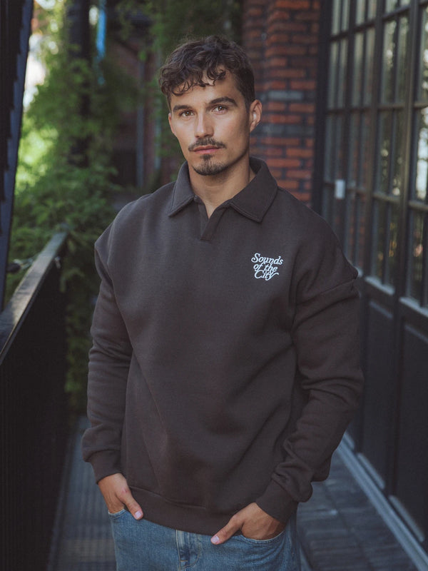 Dark Brown Oversized V-neck Sweater