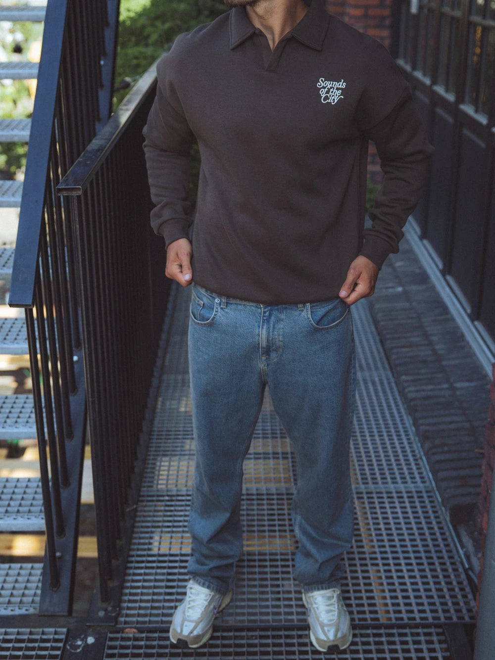 Dark Brown Oversized V-neck Sweater