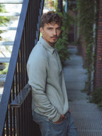 Light Green Zipper Polo Sweater