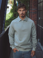 Light Green Zipper Polo Sweater