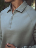 Light Green Zipper Polo Sweater