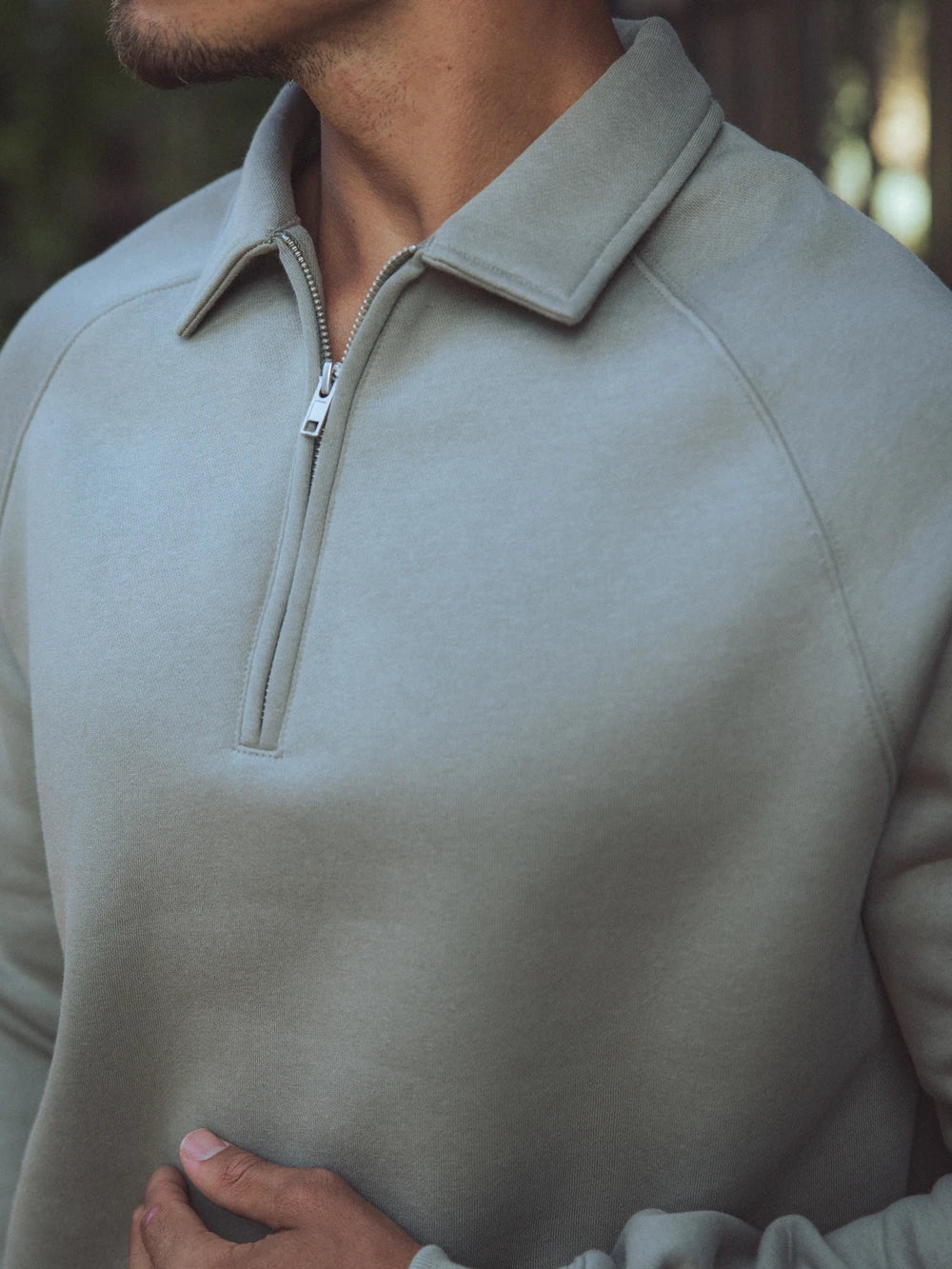 Light Green Zipper Polo Sweater