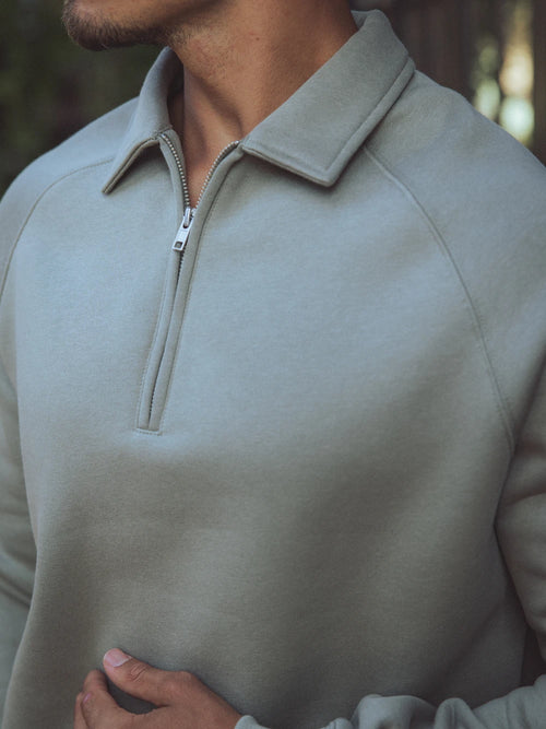 HALF-ZIP POLO-SWEATSHIRT IN HELLGRÜN