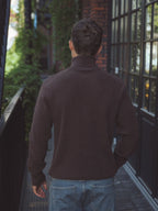 Dark Brown Half Zip Knit Sweater