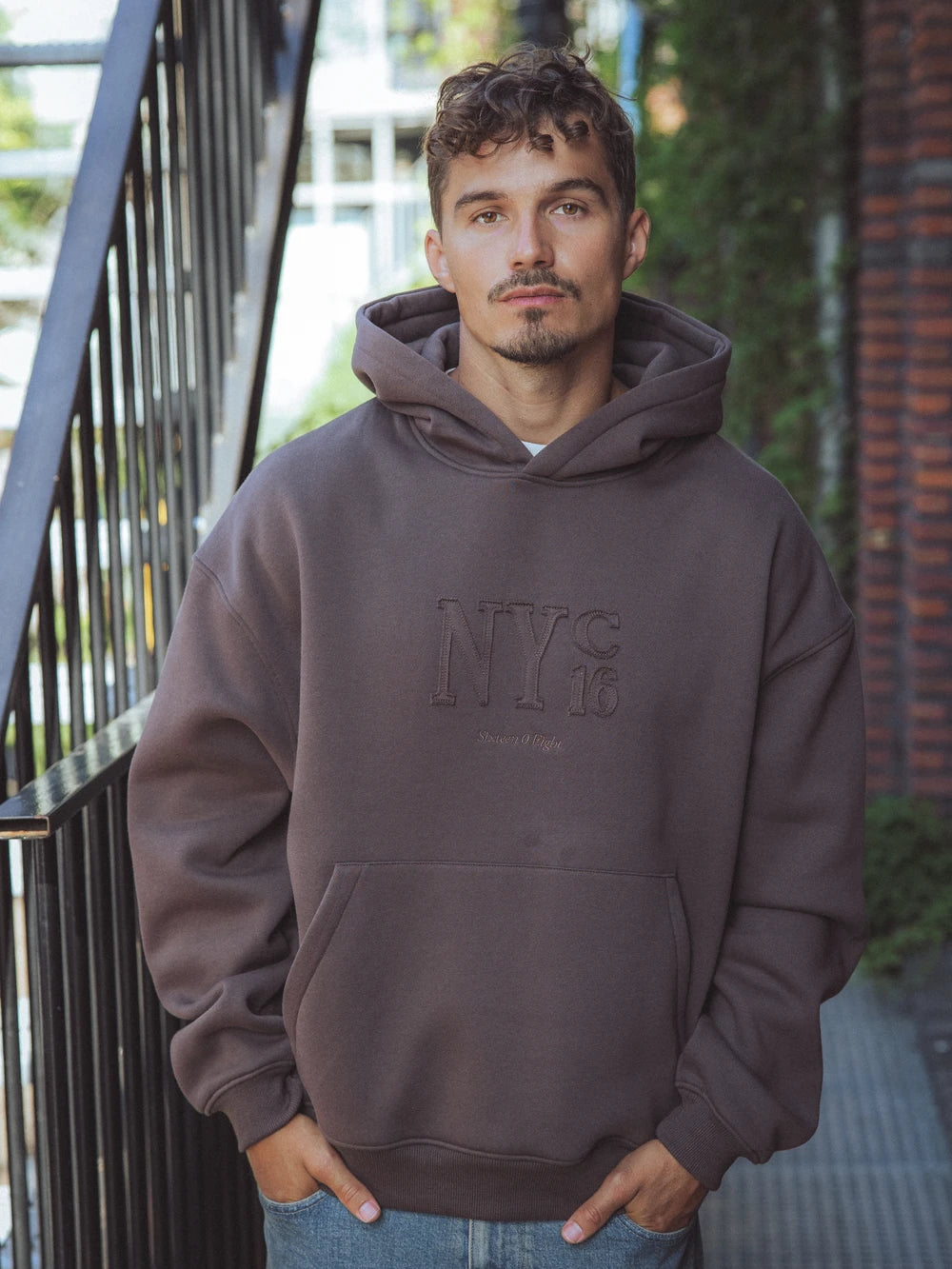 Brown NY Boxy Hoodie