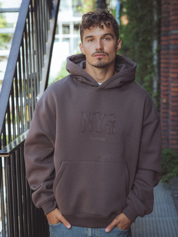 Brown NY Boxy Hoodie
