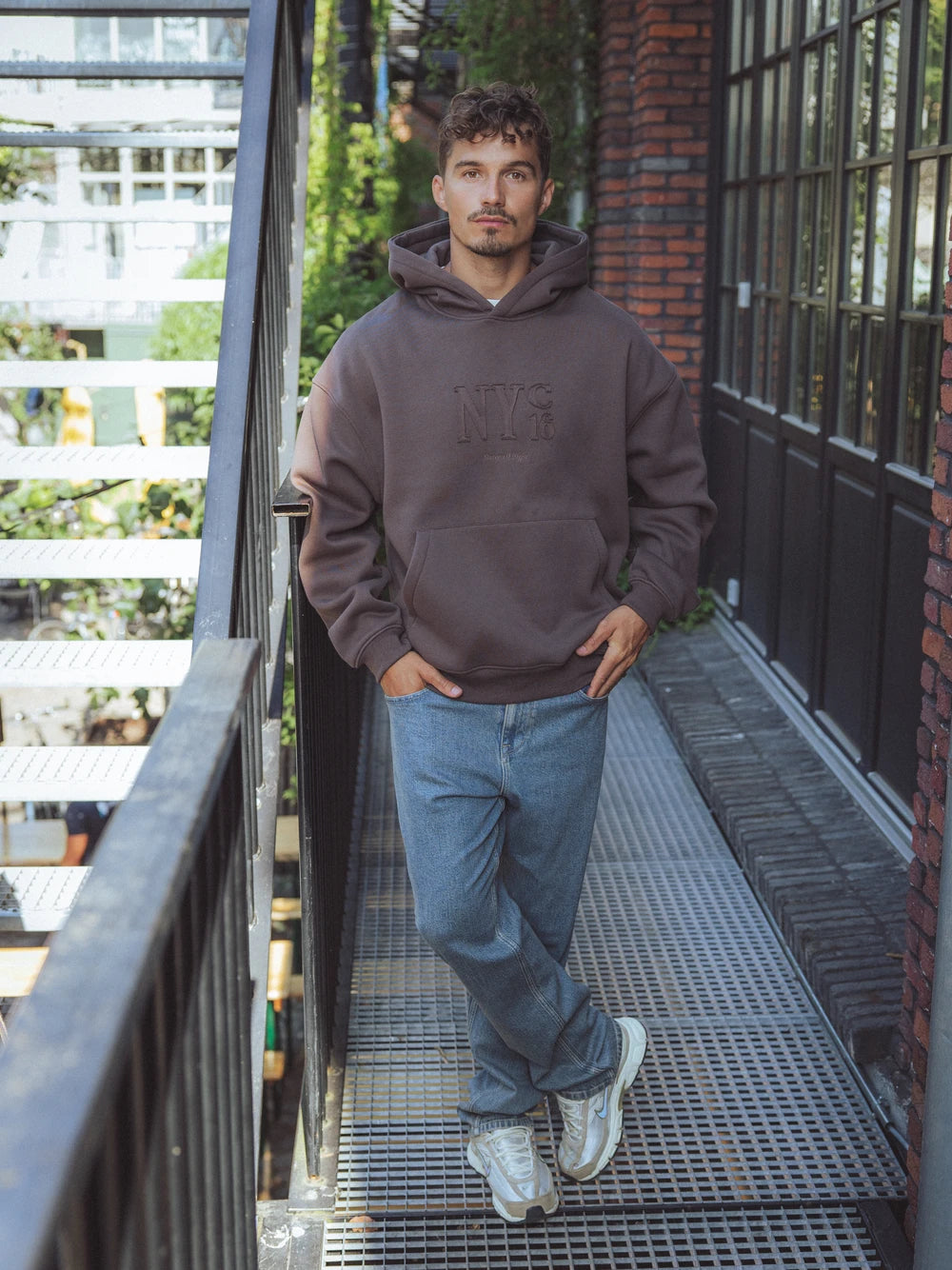 Brown NY Boxy Hoodie