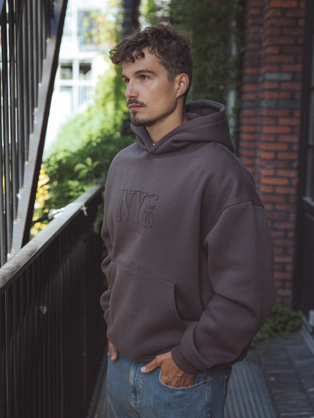 Brown NY Boxy Hoodie