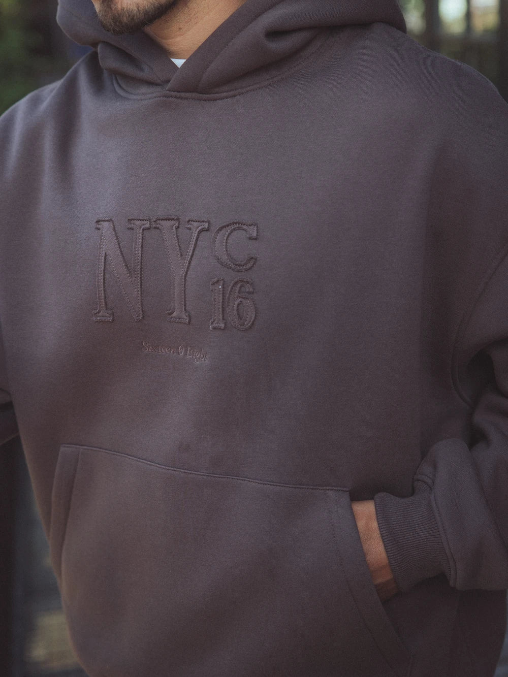 Brown NY Boxy Hoodie