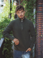 Olive Half Zip Knit Sweater