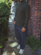 Olive Half Zip Knit Sweater