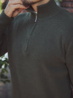 Olive Half Zip Knit Sweater