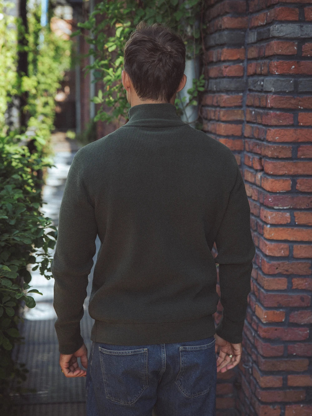 Olive Half Zip Knit Sweater