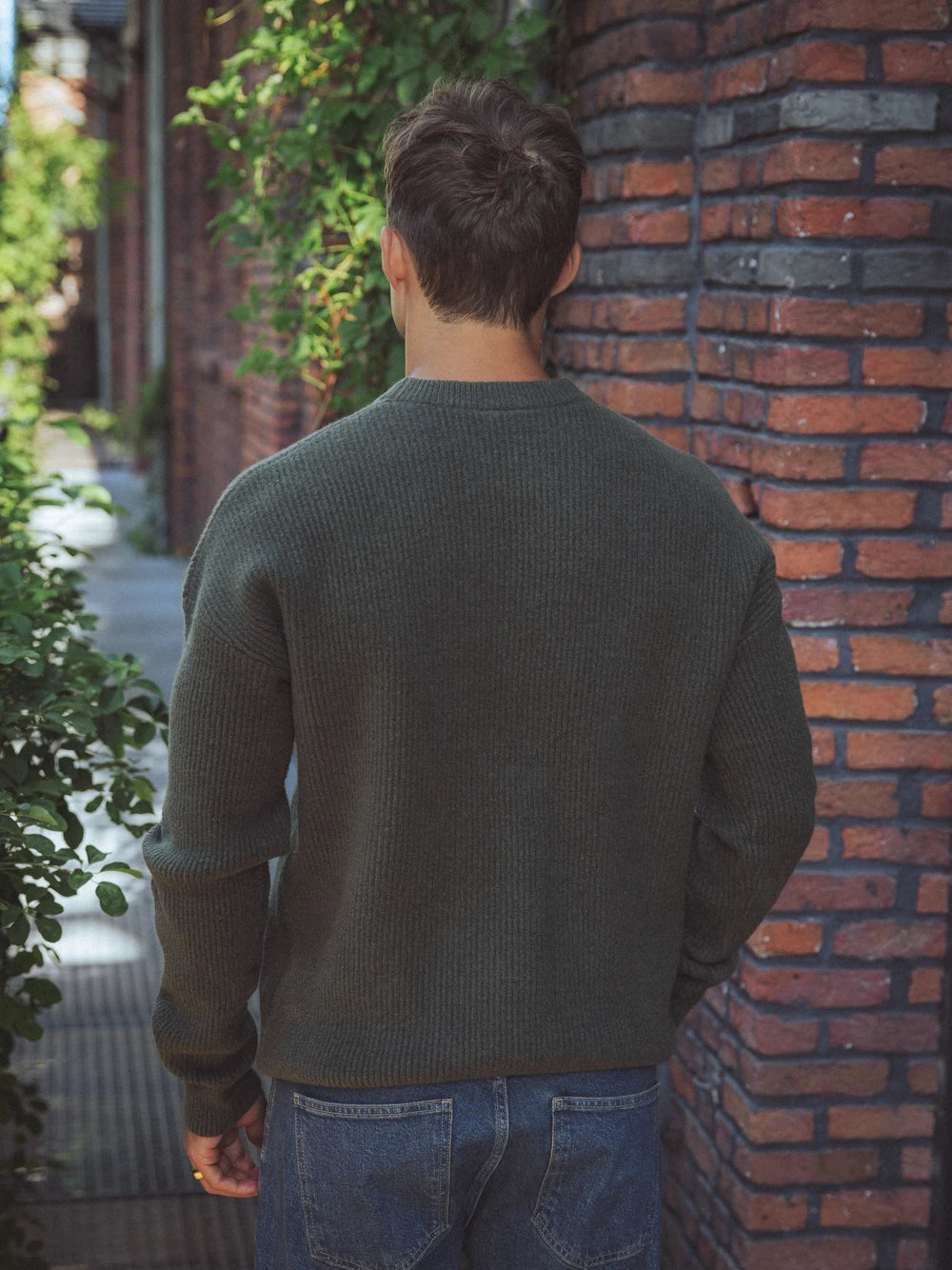 Green Knitted Rib Sweater