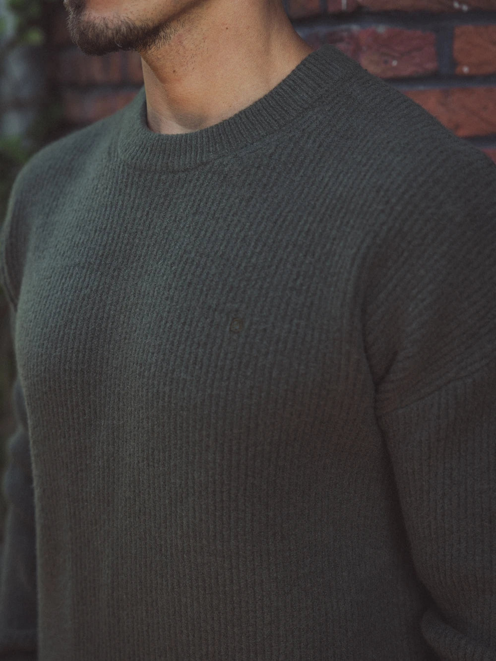Green Knitted Rib Sweater