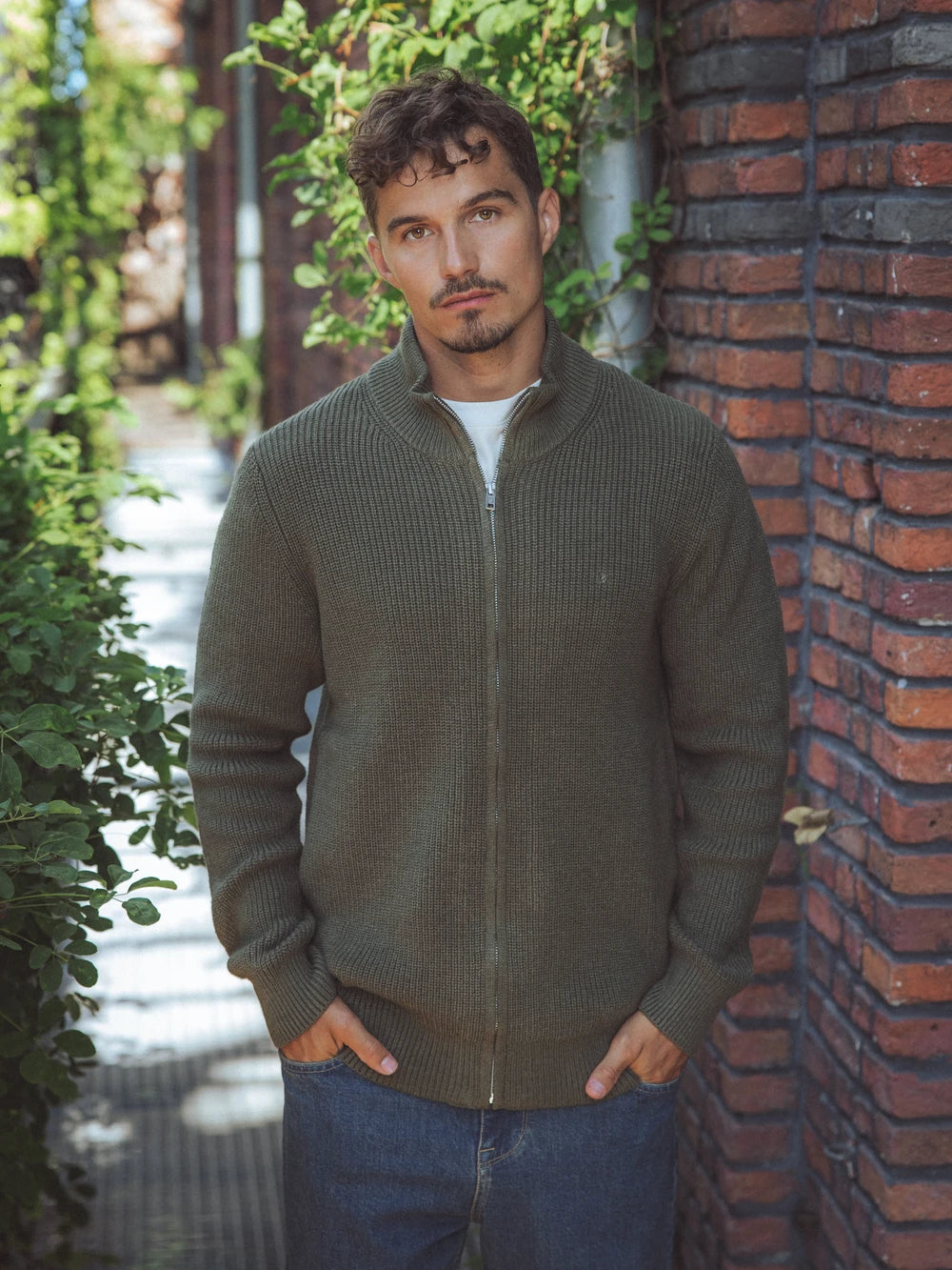 Green Knitted Rib Vest