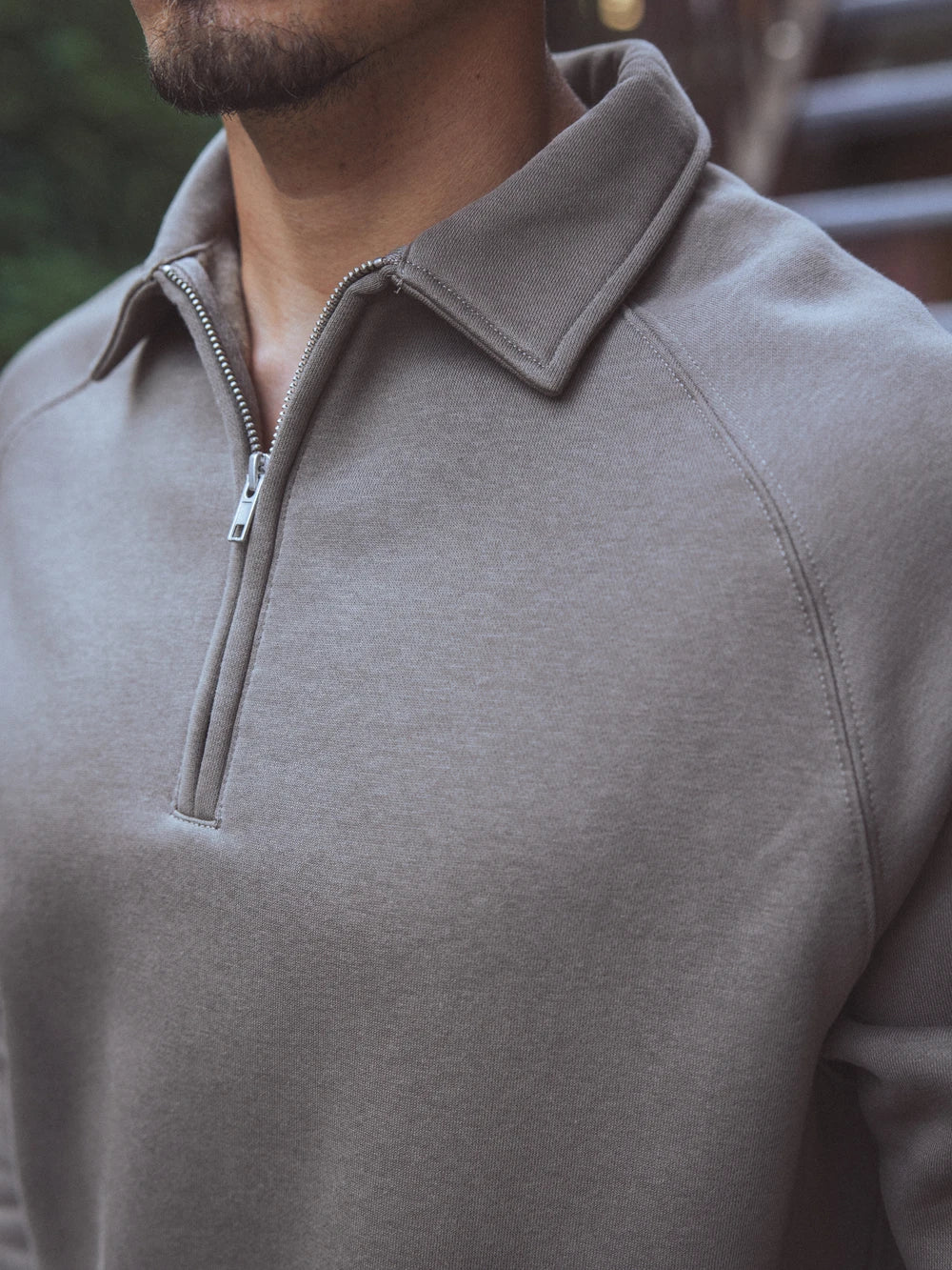 Dark Brown Zipper Polo Sweater