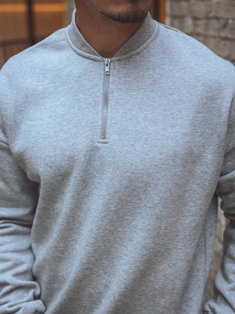 Grey Quarter Collar Sweater