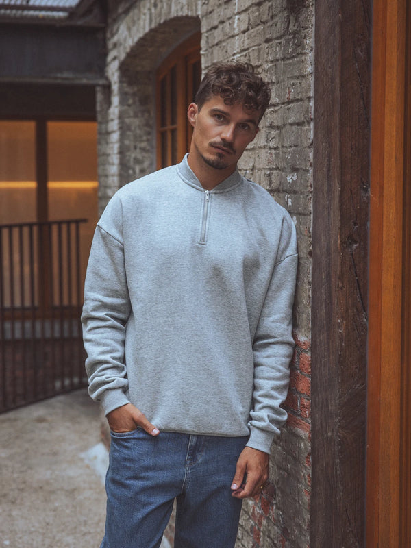 Grey Quarter Collar Sweater