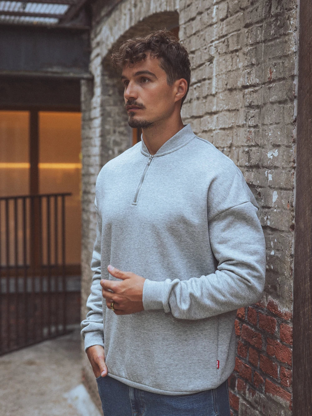Grey Quarter Collar Sweater