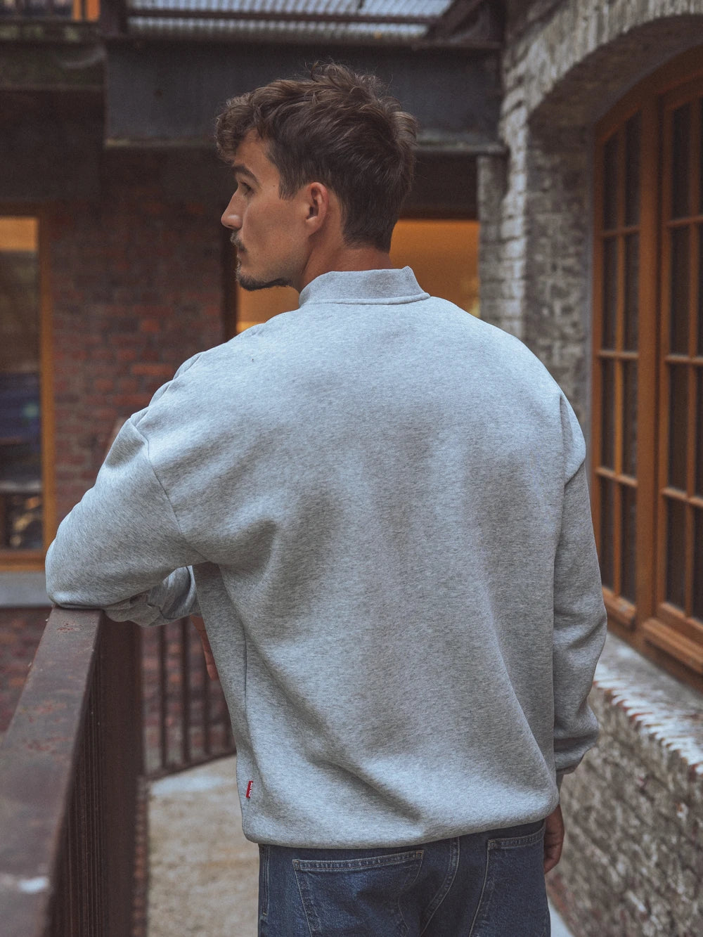 Grey Quarter Collar Sweater