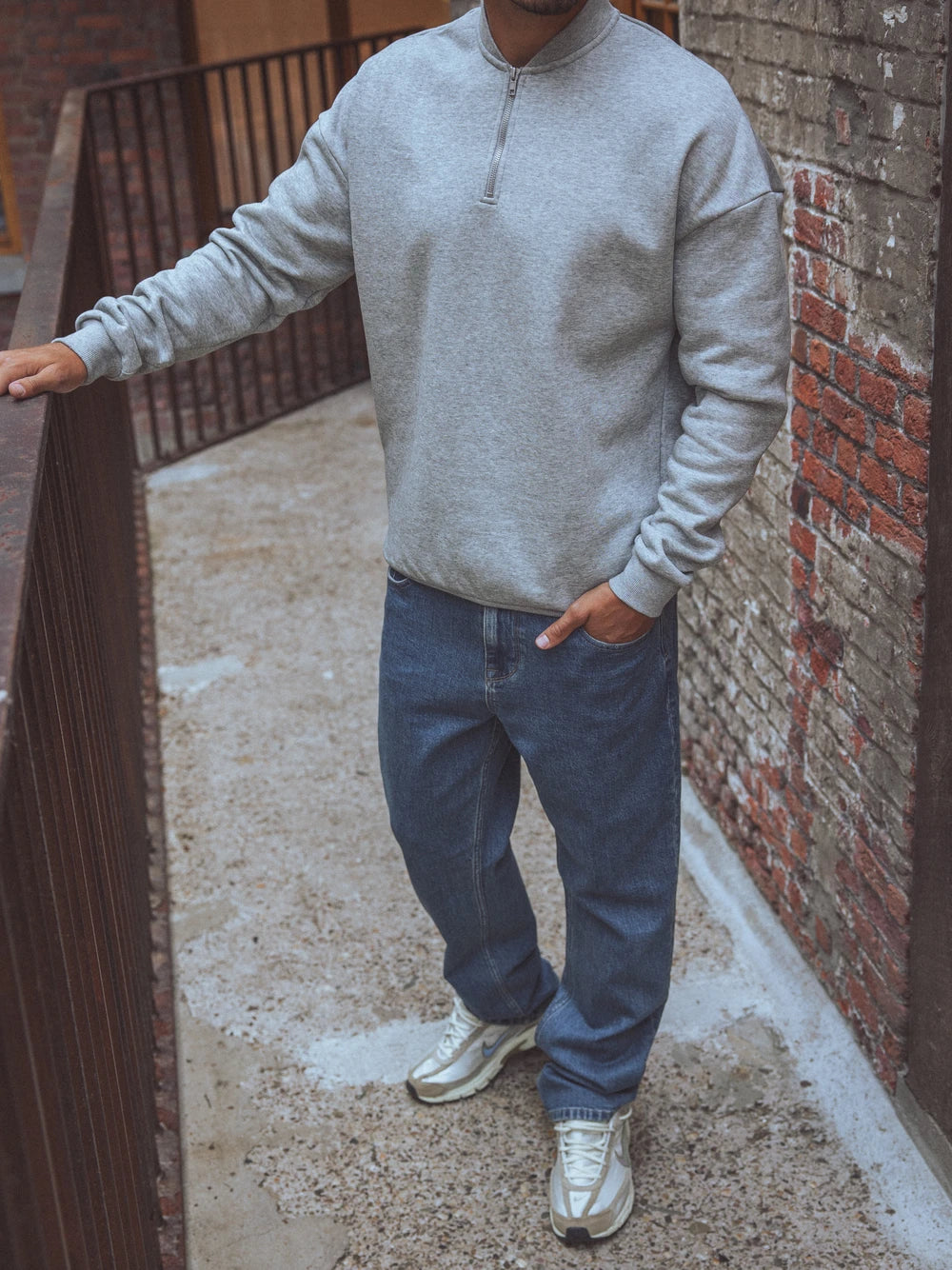 Grey Quarter Collar Sweater