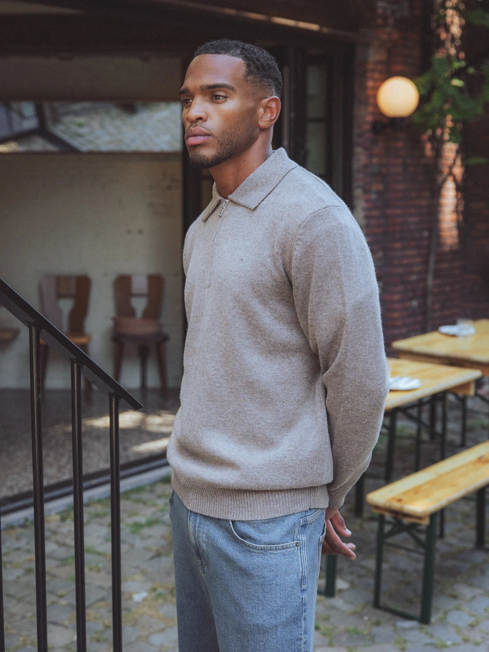 Brown Fine Knit Half Zip