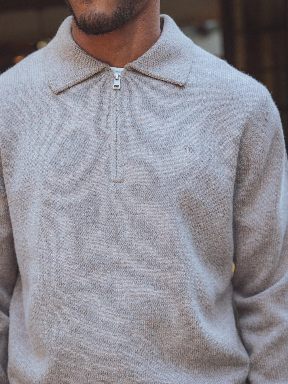 Brown Fine Knit Half Zip