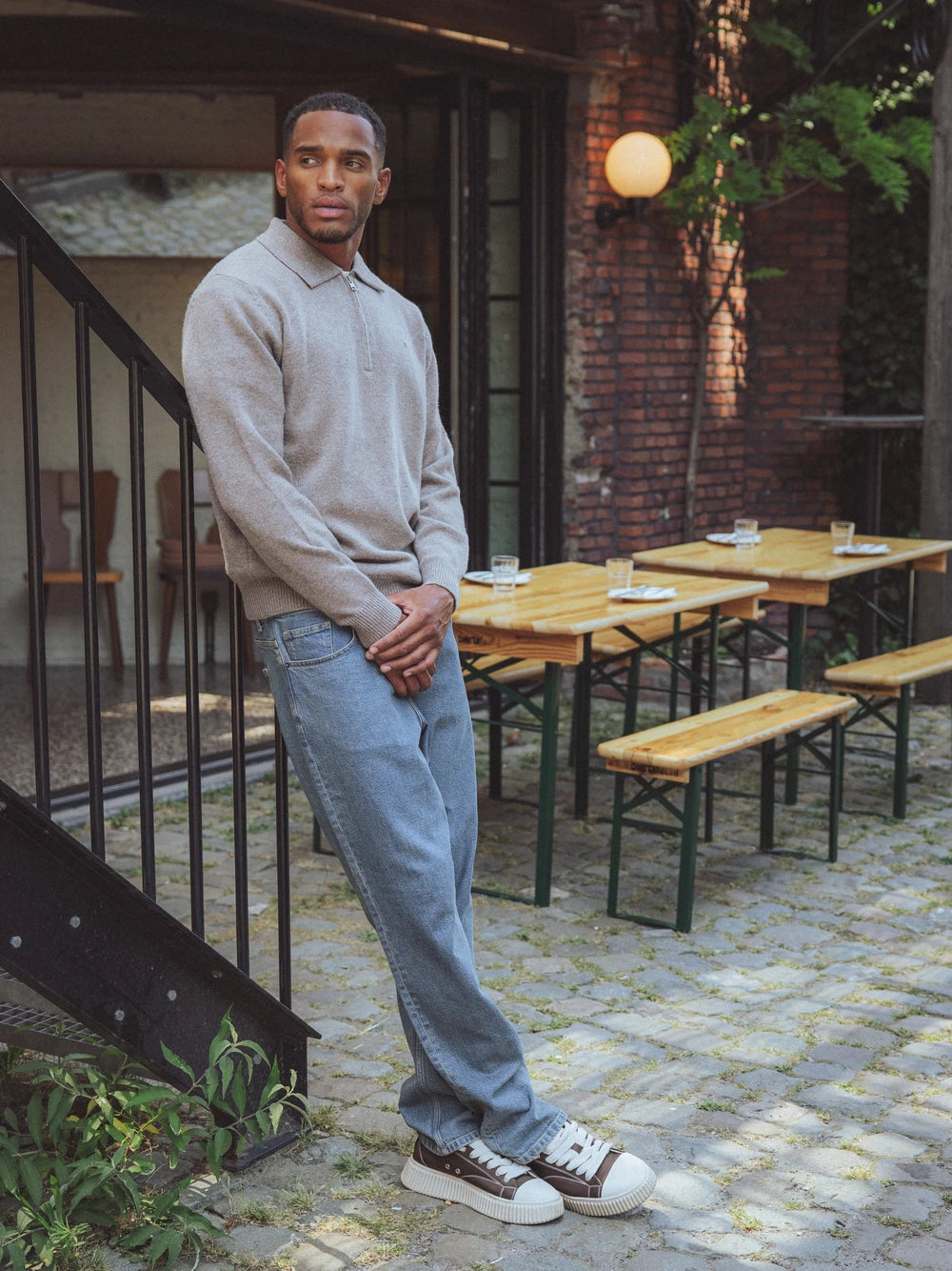 Brown Fine Knit Half Zip