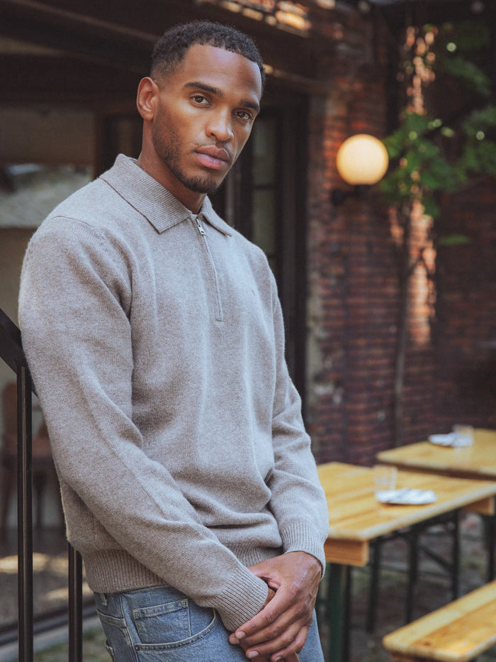 Brown Fine Knit Half Zip