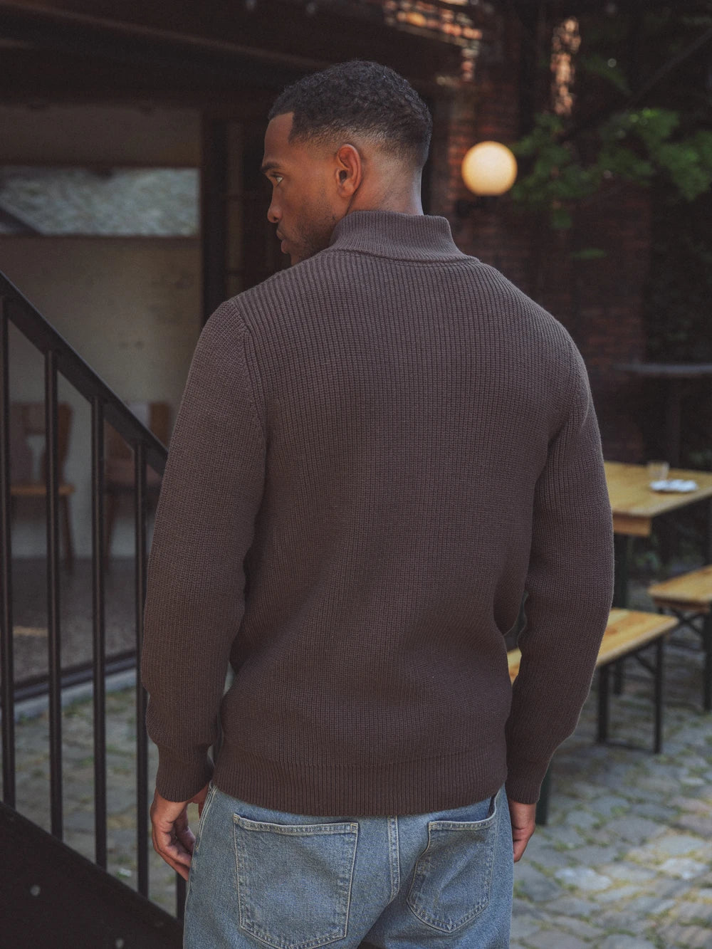 Brown Knitted Rib Vest
