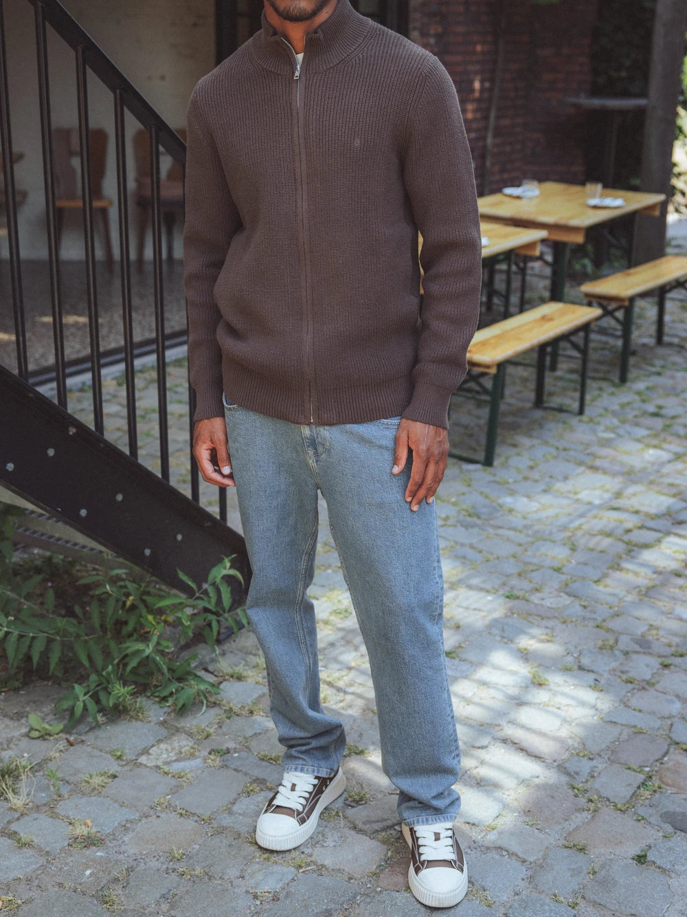 Brown Knitted Rib Vest